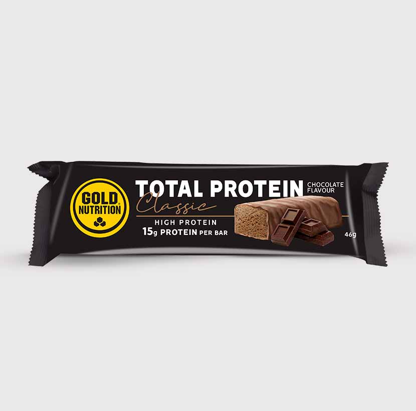 GoldNutrition Total Protein Classic Bar chocolate package front view.
