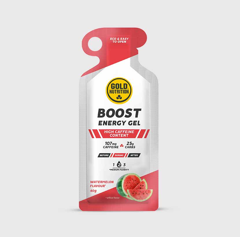 GoldNutrition Boost Plus Energy Gel Salted Caramel product packet