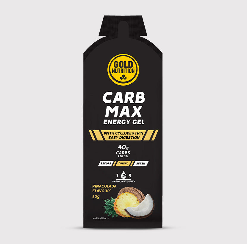 GoldNutrition Carb Max Boost Energy Gel Strawberry single-serve packaging detail