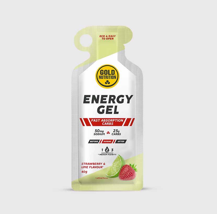 GoldNutrition Energy Gel Wild Berries single-serve packet with 25g carbohydrate.