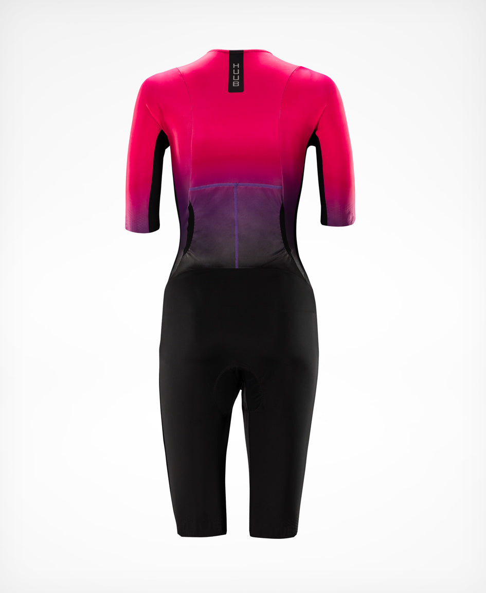 HUUB TC Performance women's tri suit Black/Rose rear view with back pockets