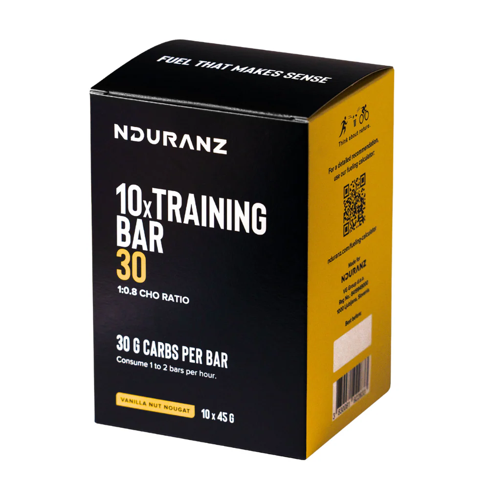 Nduranz Training Bar 30g Vanilla Nut Nougat single-serve packaging detail