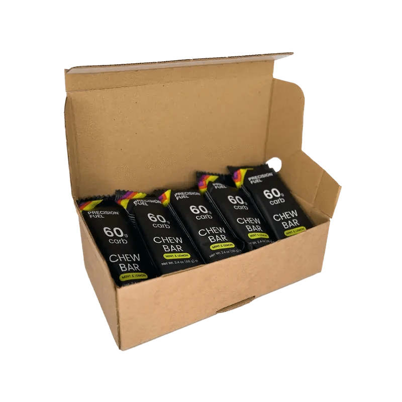 Single serve Precision Fuel & Hydration PF 60 Chew Bars with citrus flavor, showing the packaging and product details.