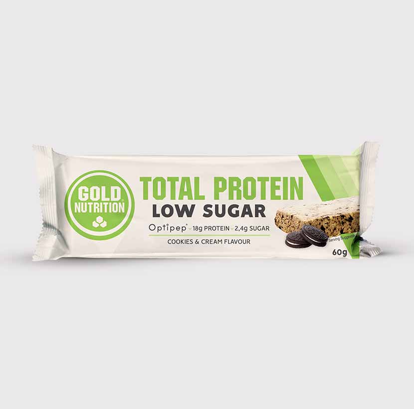 GoldNutrition Total Protein Low Sugar Bar packaging showing the peanut flavour bar.
