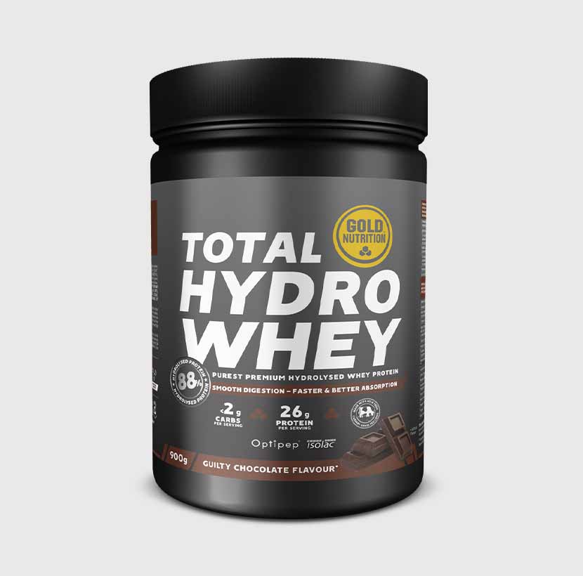 GoldNutrition Total Hydro Whey Vanilla hydrolysed whey protein powder label view