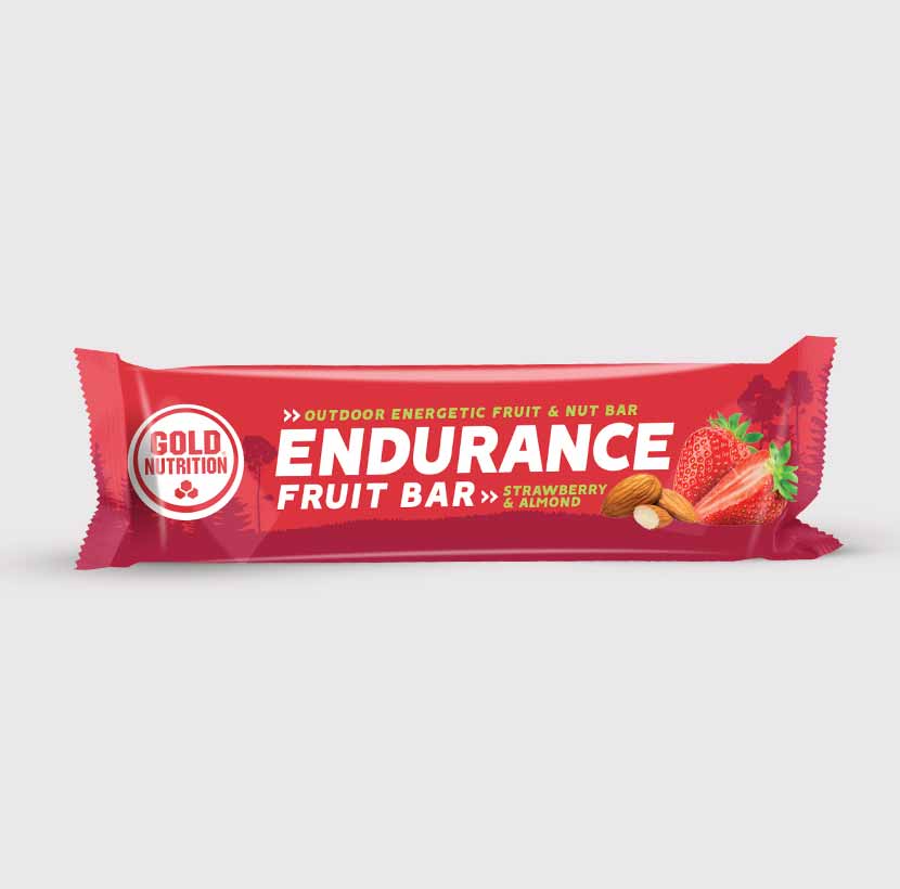 GoldNutrition Endurance Fruit Bar Almond-Banana bar and packaging view