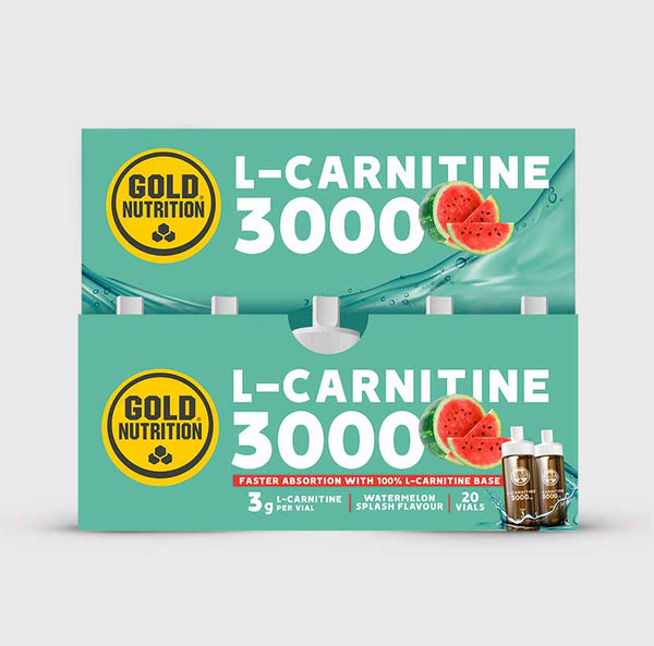 GoldNutrition L-Carnitine 3000 liquid supplement vial in lemon flavour packaging.