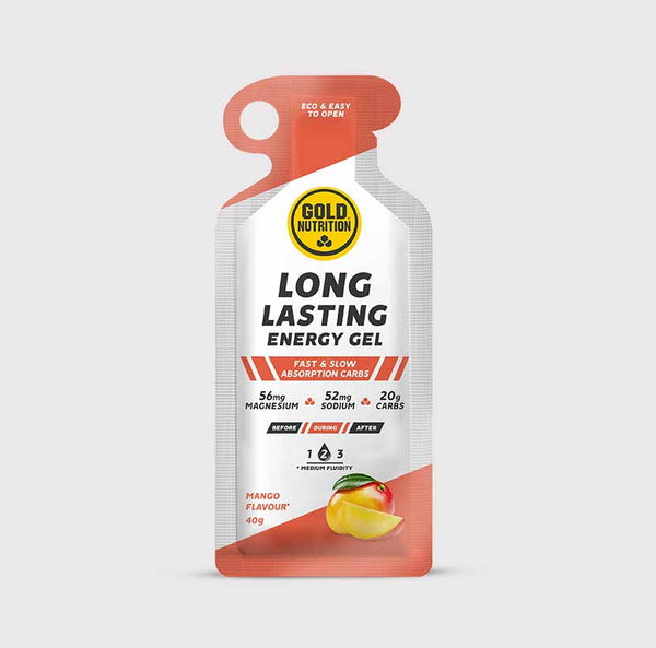 GoldNutrition Long Lasting Energy Gel Mango single-serve packet front view