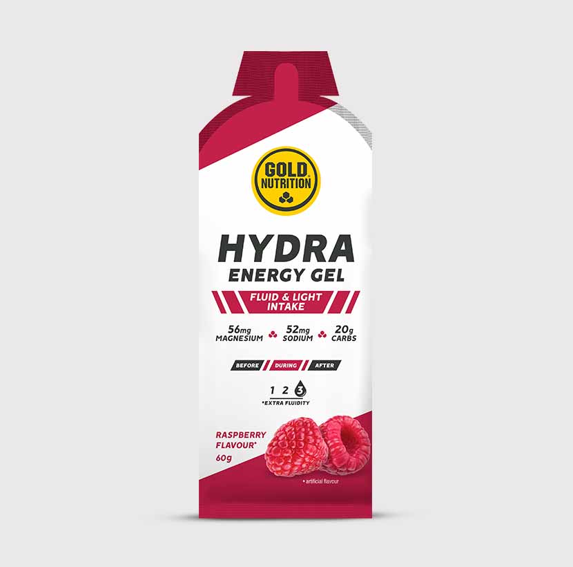 GoldNutrition Hydra Gel Raspberry single-serve packet nutrition label view