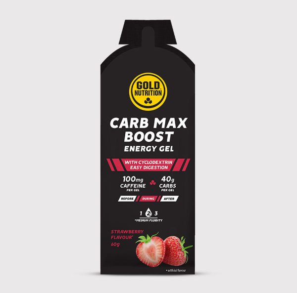 GoldNutrition Carb Max Boost Energy Gel Strawberry packet front view