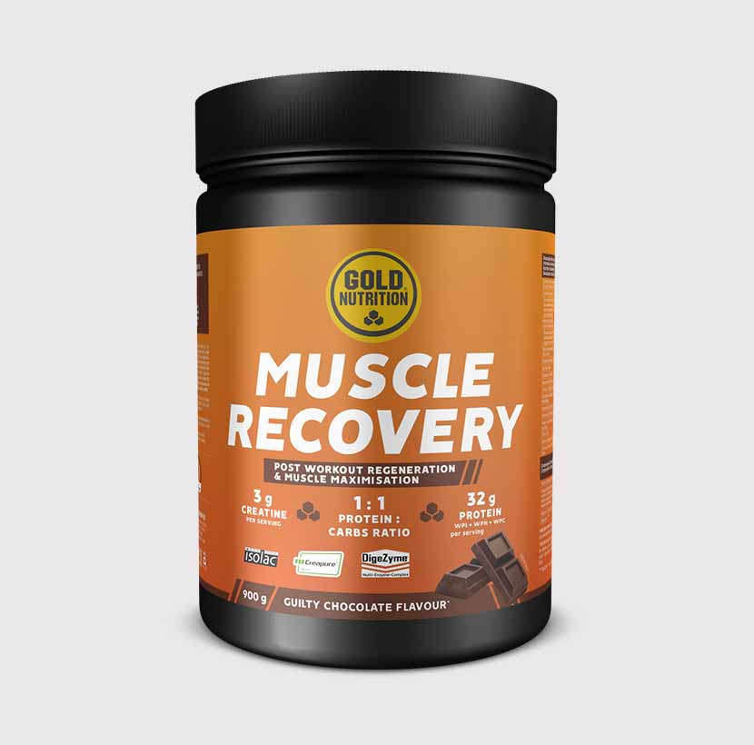 GoldNutrition Muscle Recovery Drink Powder 900g Vanilla tub.