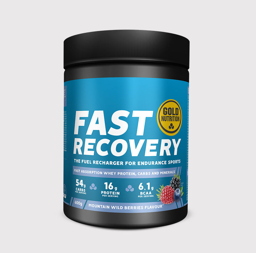 GoldNutrition Fast Recovery Drink Powder product tub.