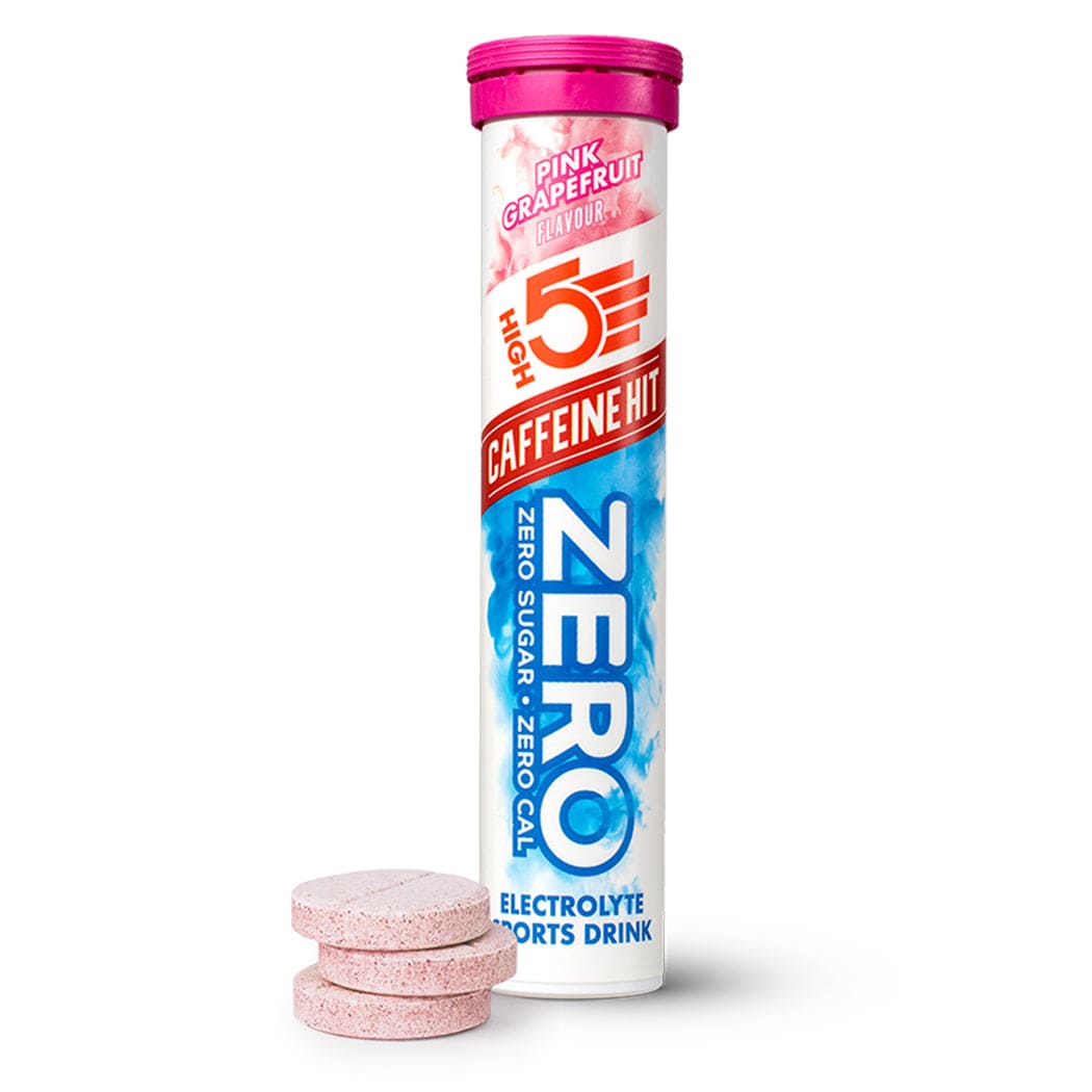 HIGH5 ZERO Caffeine Hit Electrolyte Tablets Berry tube and tablet drink detail.