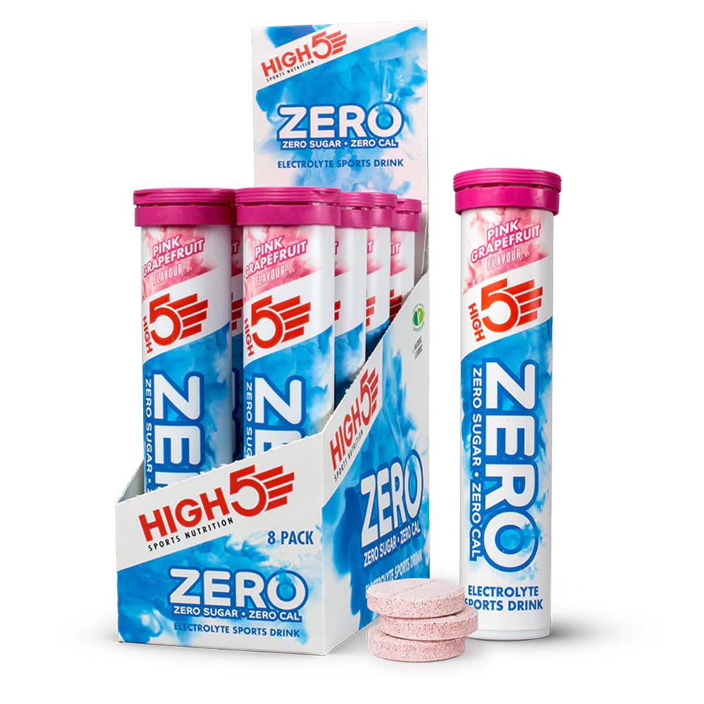 High5 ZERO Electrolyte Drink tube with 20 servings in citrus flavor, showing the colorful packaging and product label
