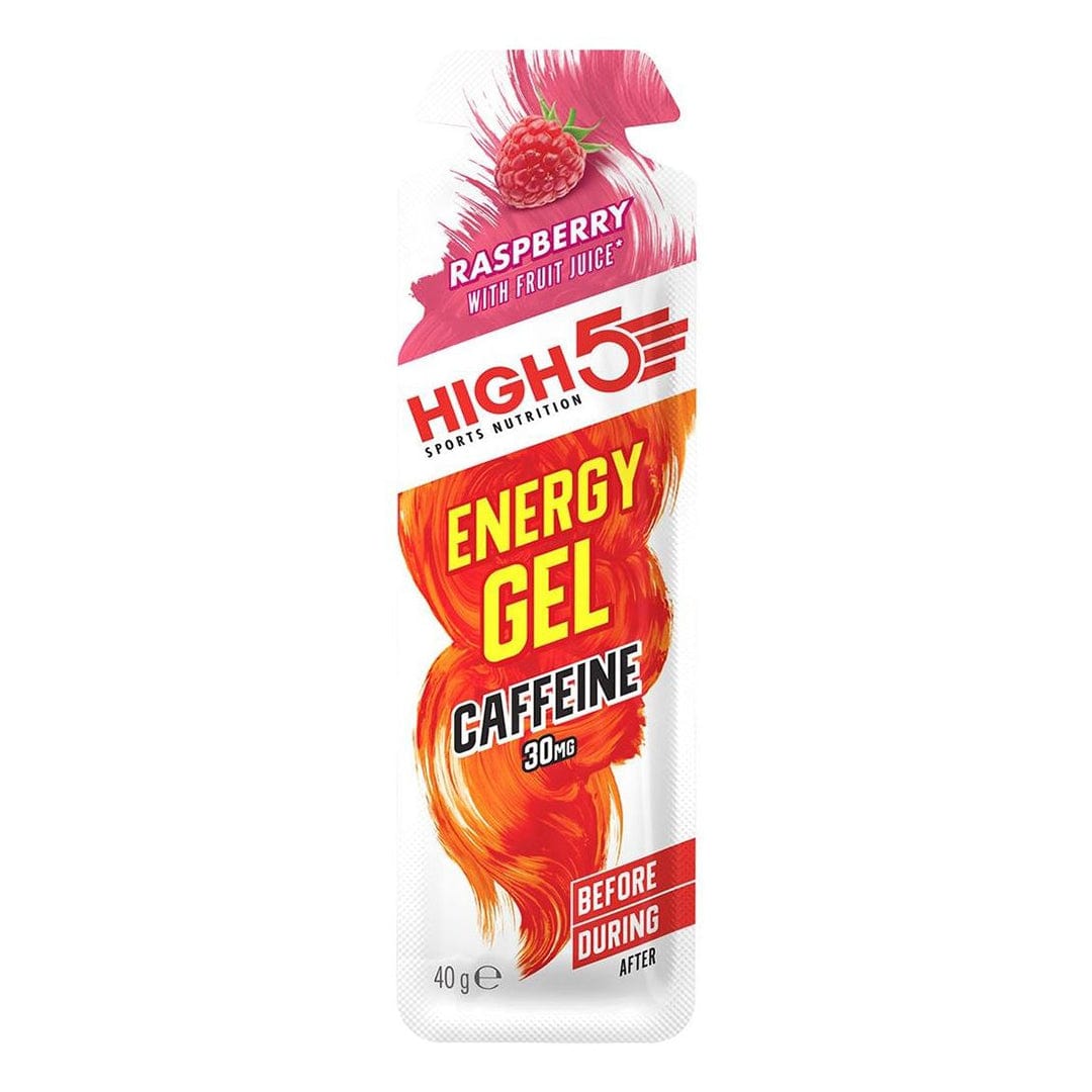 HIGH5 Energy Gel with Caffeine Orange sachet showing front packet branding and flavour details.