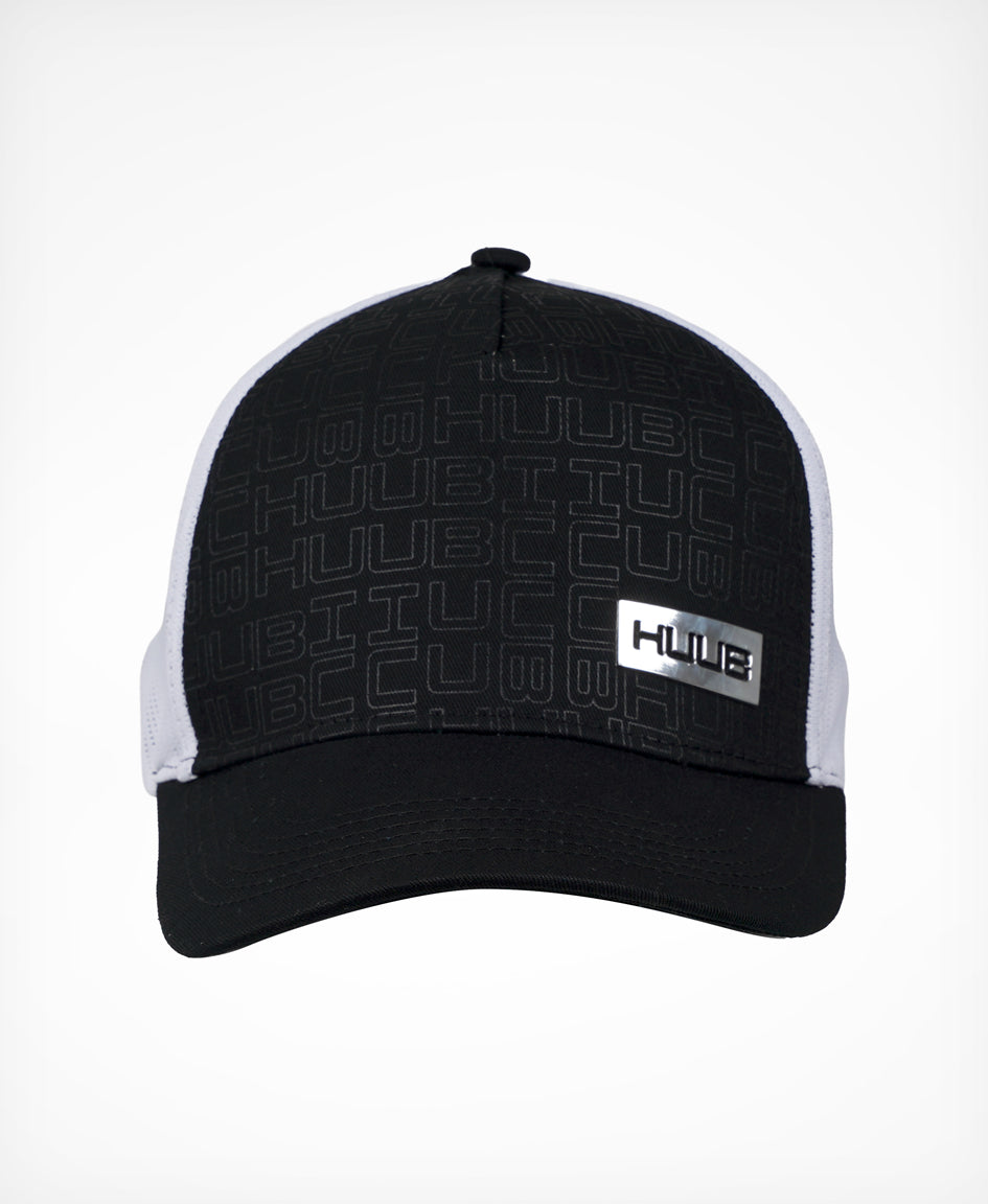 HUUB Running Baseball Cap front view showing structured brim and HUUB logo.