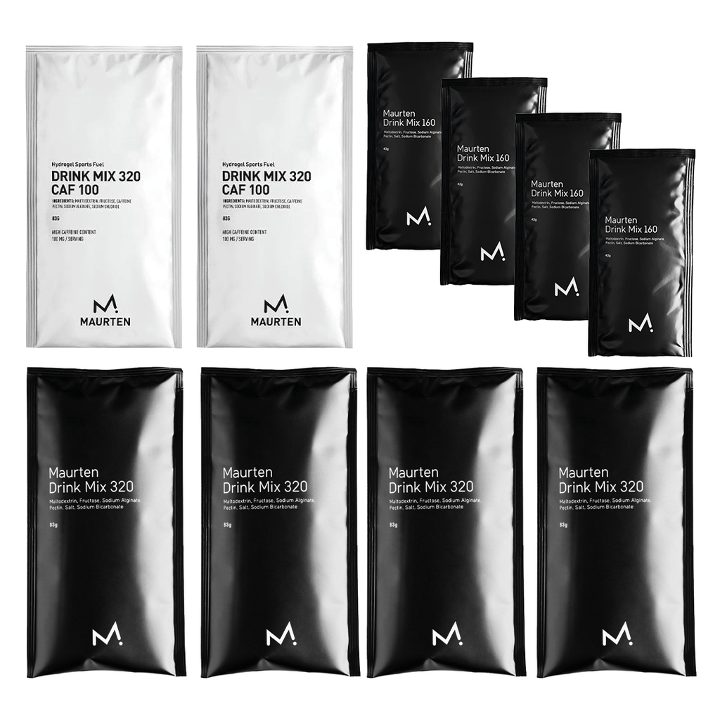 Maurten Drink Mix Pack featuring multiple flavor sachets for hydration and energy, designed for athletes and active lifestyles.