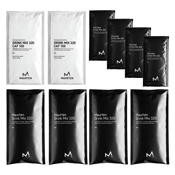 Maurten Drink Mix Pack featuring multiple flavor sachets for hydration and energy, designed for athletes and active lifestyles.