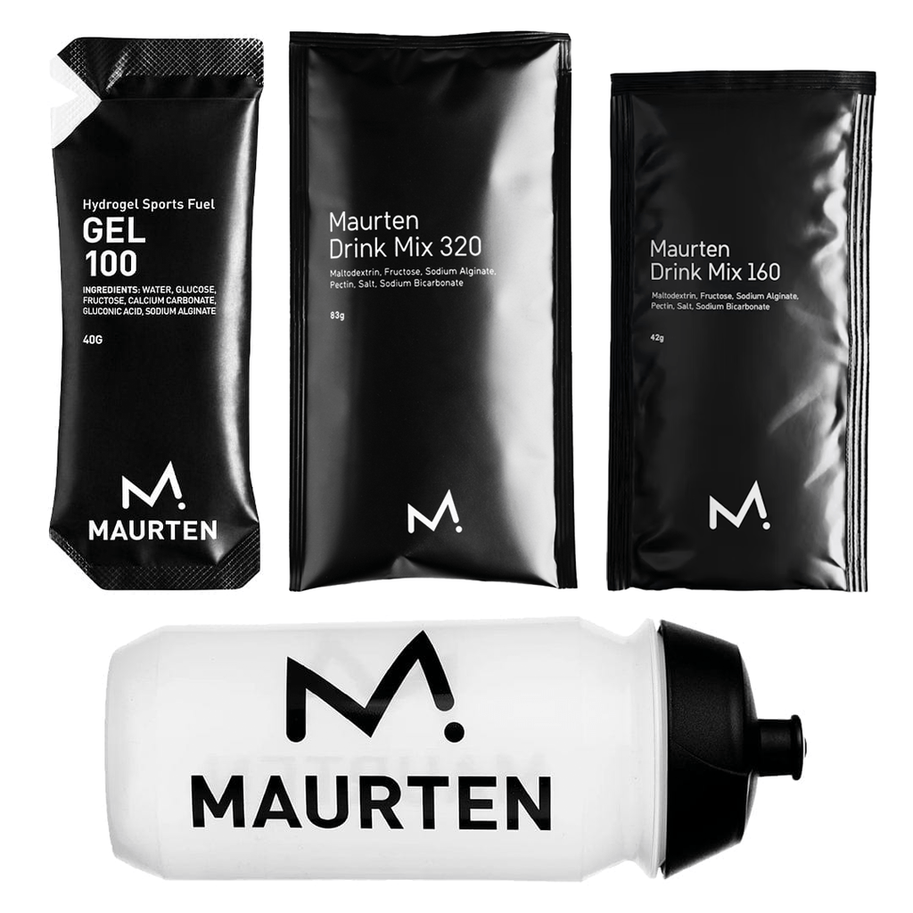 Maurten Fuel Pack featuring energy gels and hydration products in a convenient sports nutrition set.