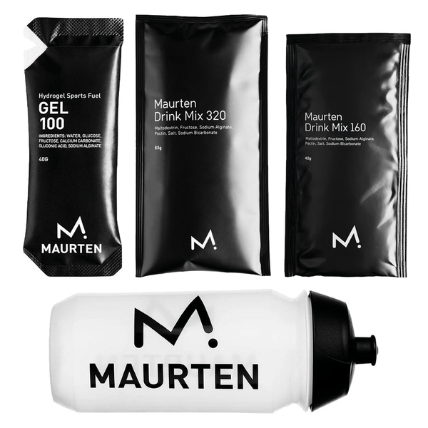 Maurten Fuel Pack featuring energy gels and hydration products in a convenient sports nutrition set.