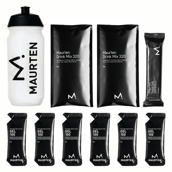 Maurten Marathon Pack including energy gels and hydration products for endurance runners, branded Maurten.