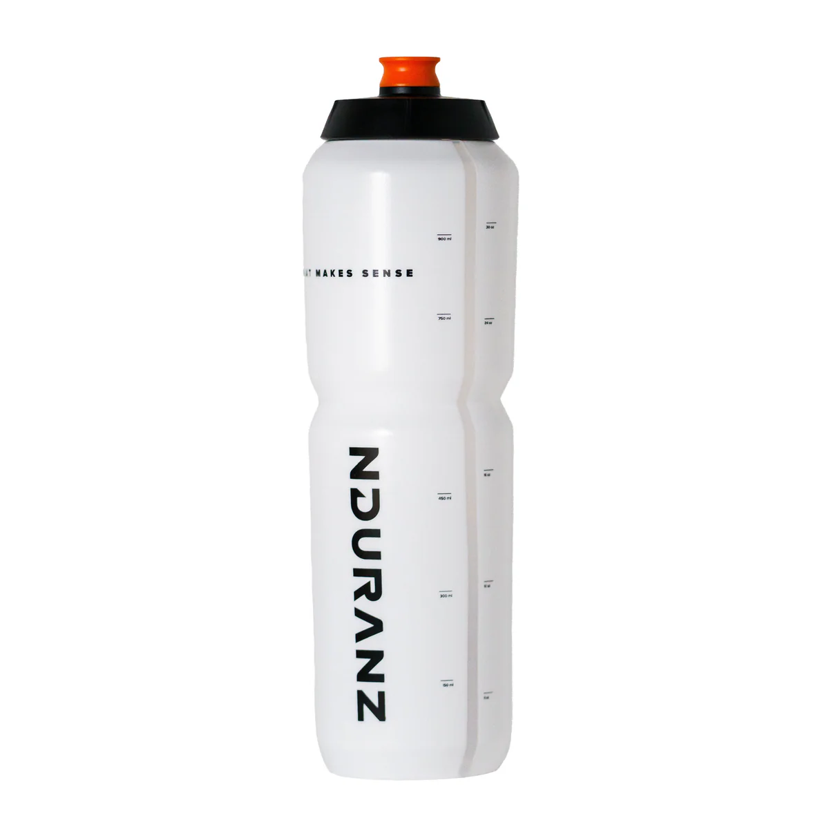 Nduranz 550ml sports bottle with a clear plastic body and blue screw-on lid, designed for active hydration.