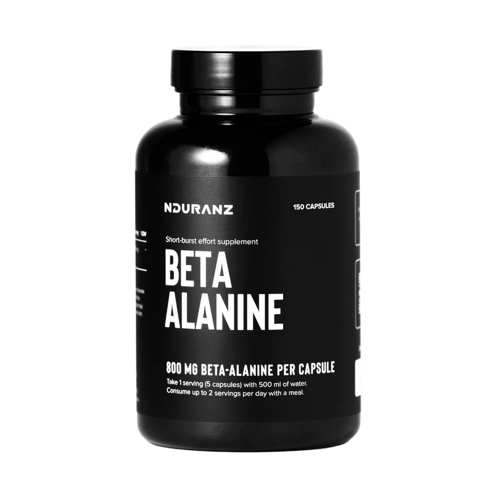 Nduranz Beta Alanine supplement bottle with capsule label information.