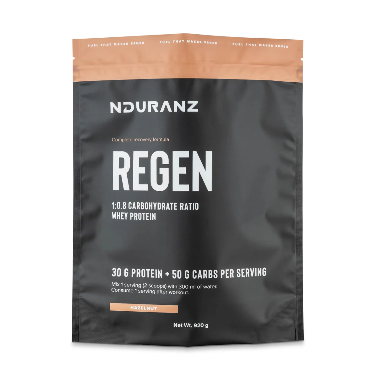 Nduranz Regen Recovery Drink Powder Hazelnut flavour pack.