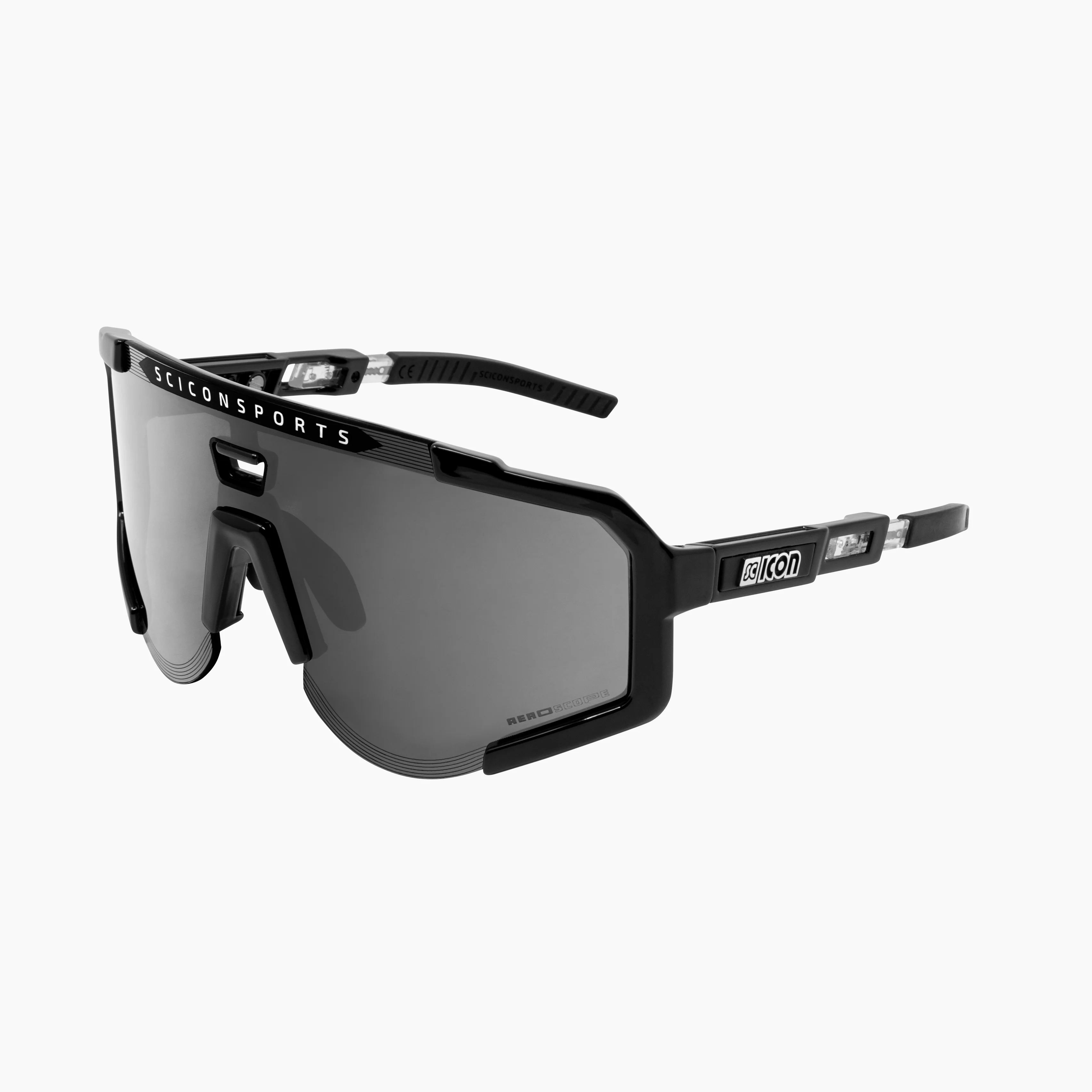 Scicon Aeroscope high-performance sport sunglasses with sleek black frames and tinted lenses for active outdoor use.