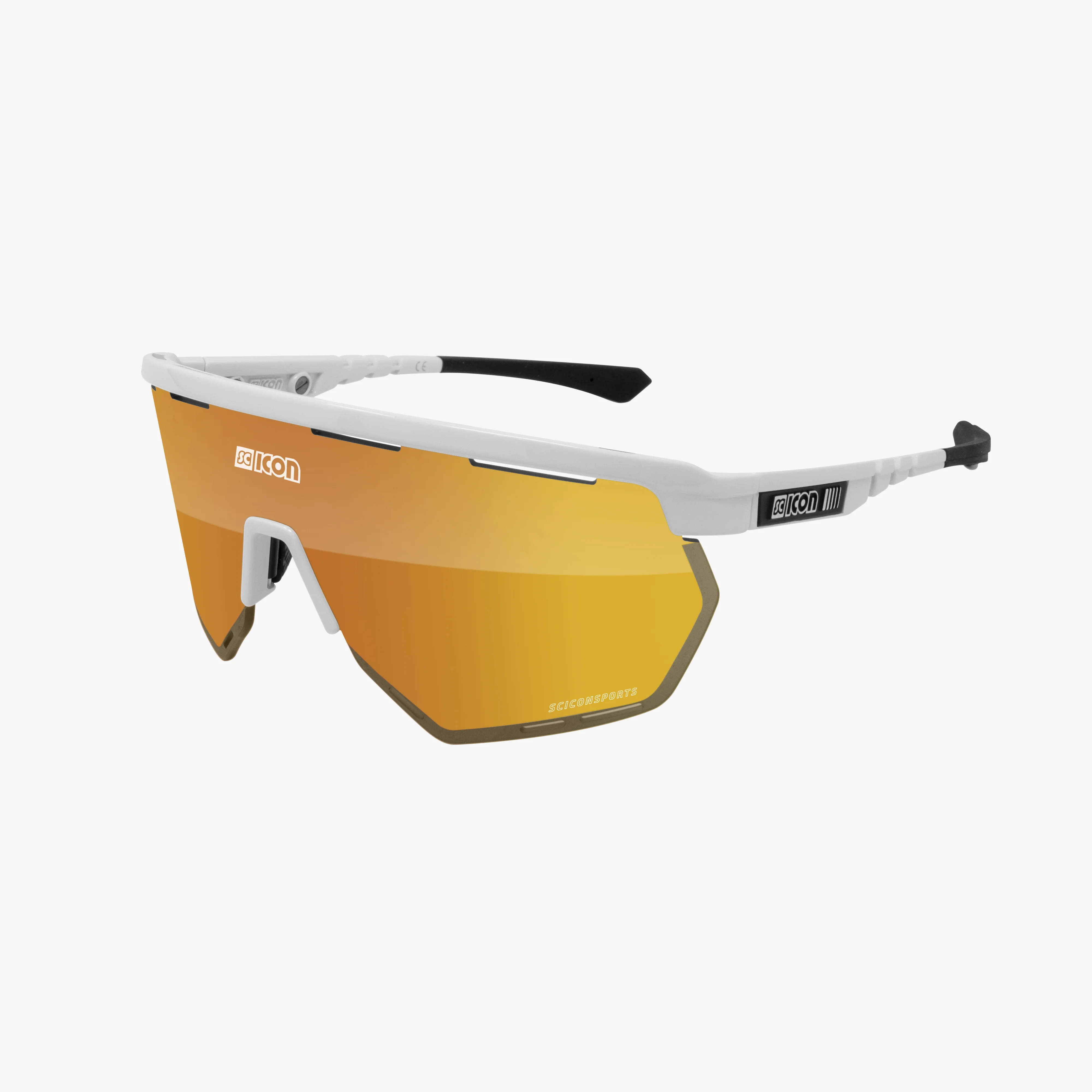 Scicon Aerowing high-performance sport sunglasses with black gloss frame and red multimirror lenses.