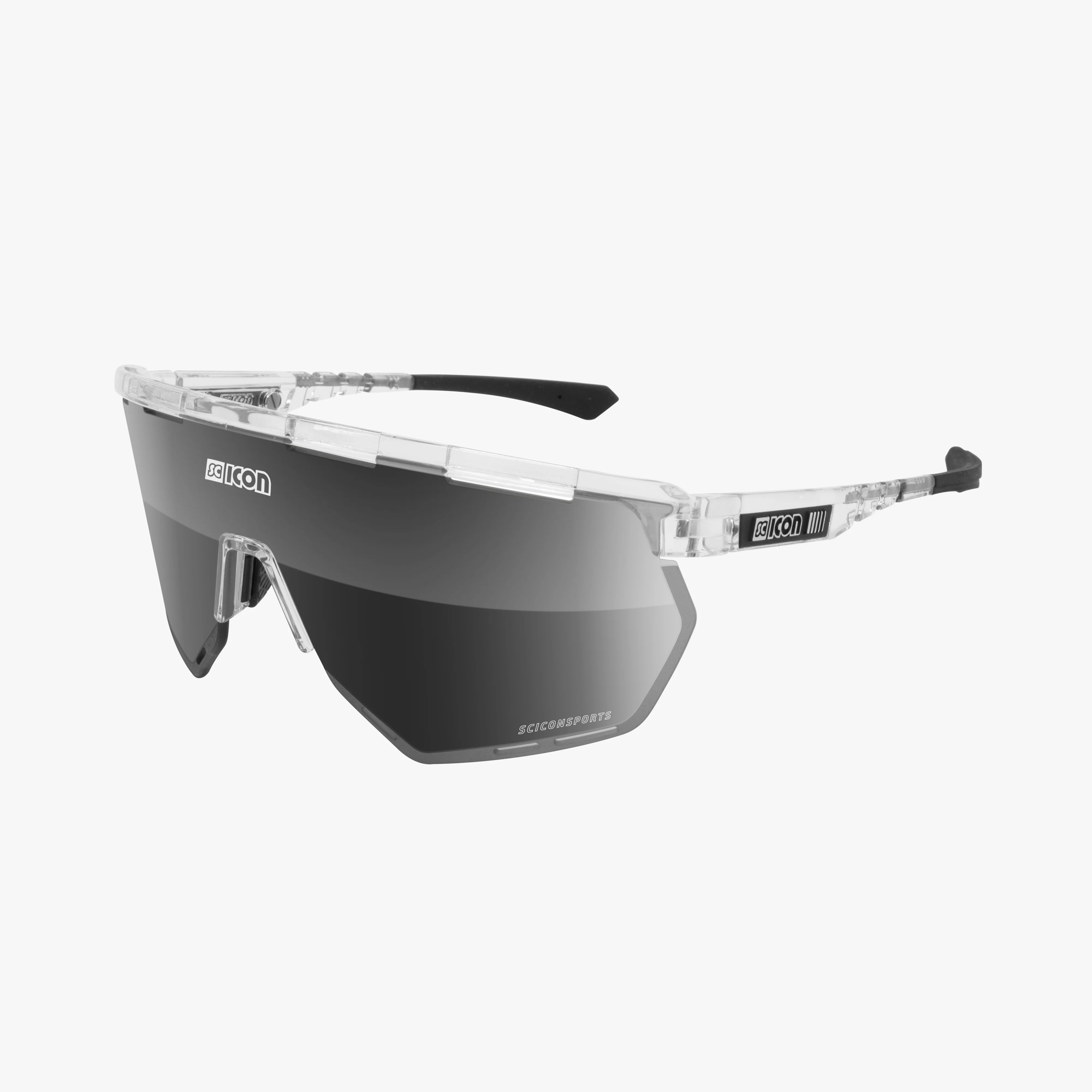 Scicon Aerowing high-performance sport sunglasses with black gloss frame and red multi-mirror lenses.