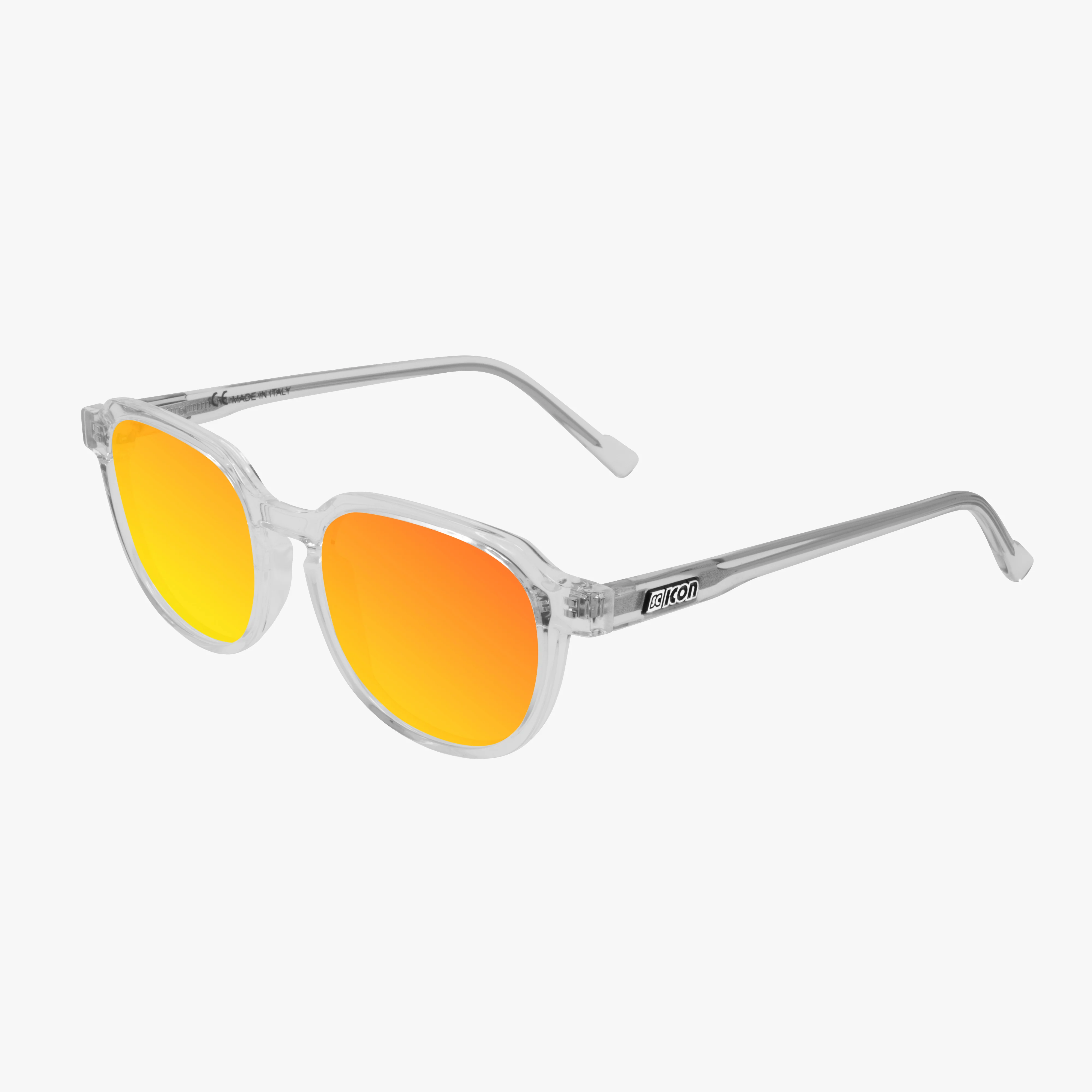 Black gloss Italian Vertex sunglasses by Scicon with red mirror lenses, timeless Italian eyewear design