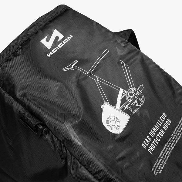 Scicon bicycle rear derailleur protector hood in black, made of durable material for gear protection and smooth shifting.