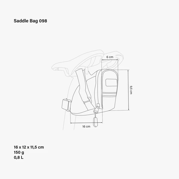 Medium Scicon cycling saddle bag for road bikes, showing the compact, black storage solution attached under the bike seat.