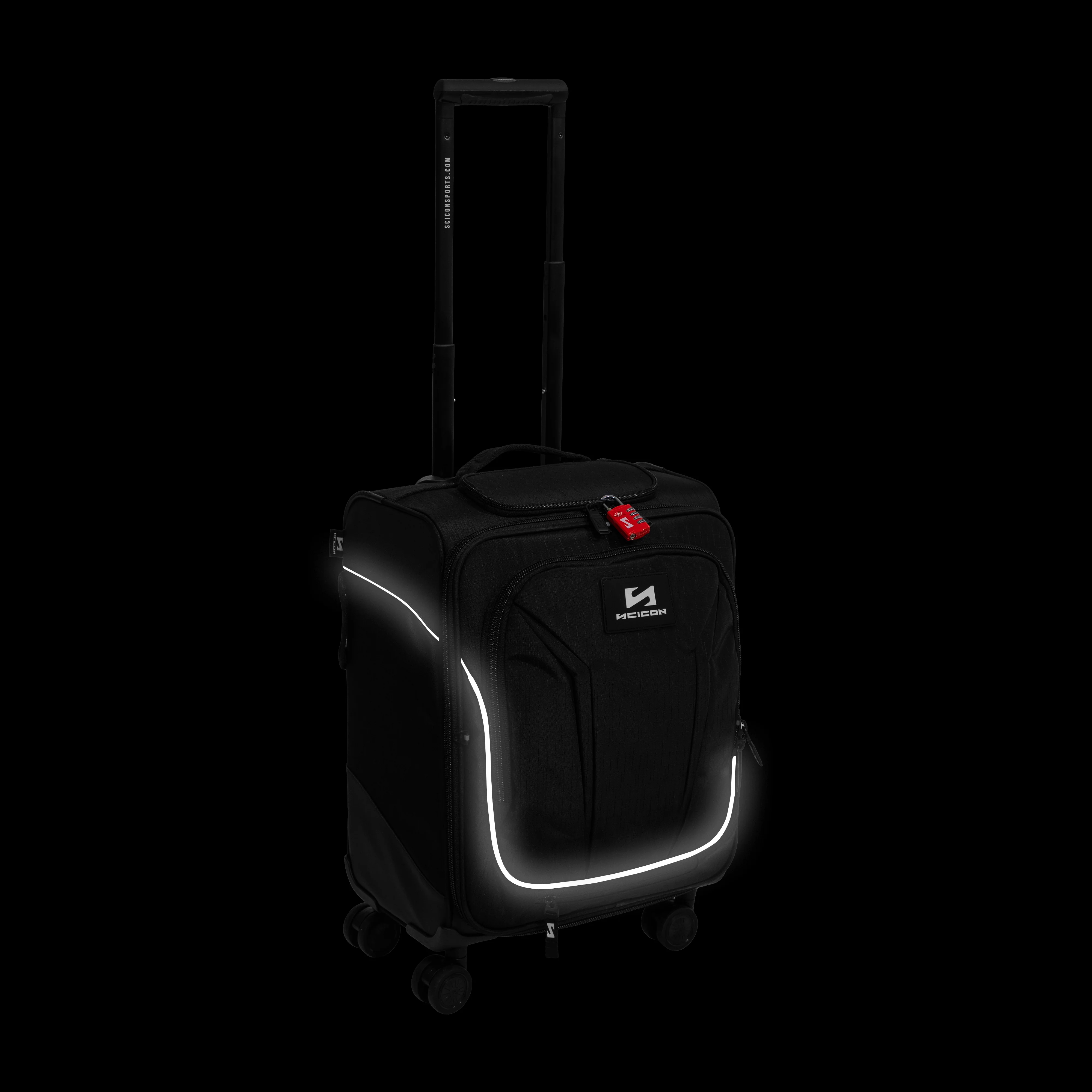 Scicon 35L 4WD Cabin Luggage with durable hard shell, four wheels, and ergonomic handle for easy travel.