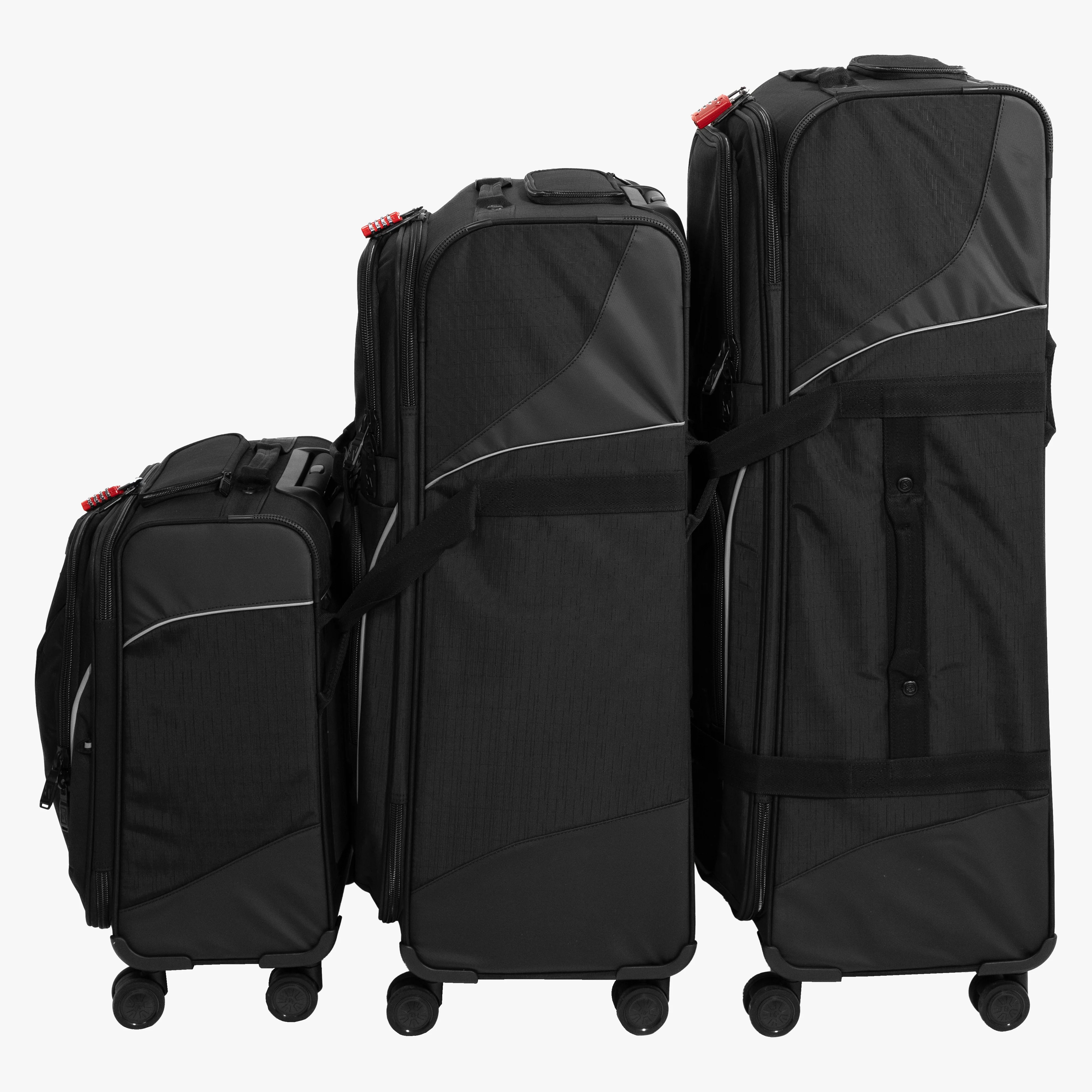 Scicon 80L 4WD Trolley Luggage with sturdy wheels and extendable handle, designed for durable travel and easy maneuverability.