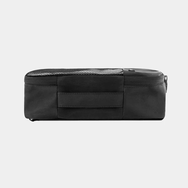 Scicon shoe storage bag in black with zipper closure, designed for organizing and protecting sneakers or shoes during travel.
