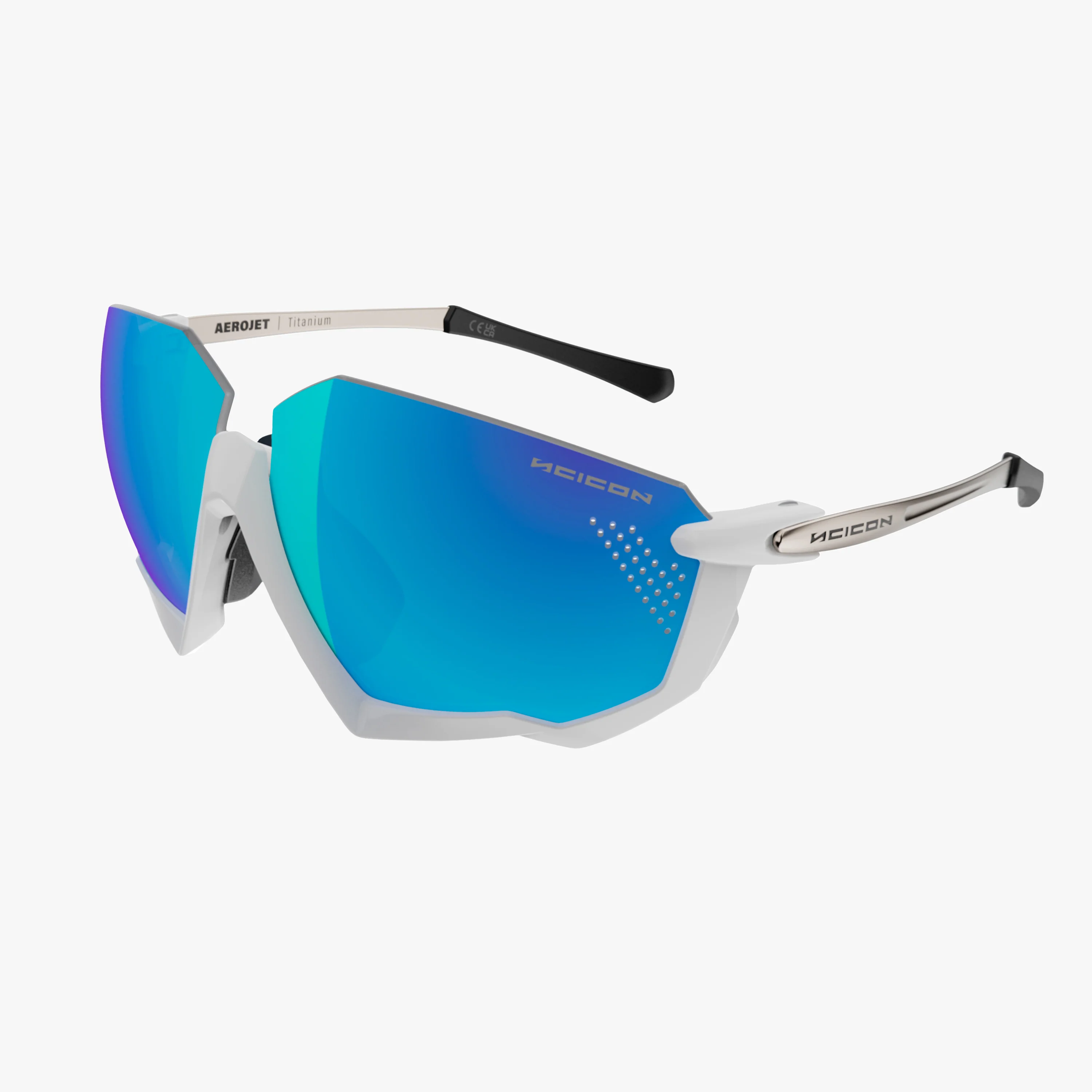 Scicon Aerojet Titanium Eyewear with lightweight aerospace titanium frames and blue multimirror lenses.